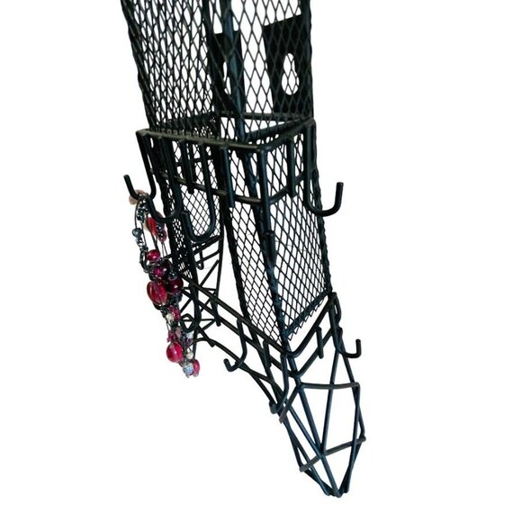 Black Metal Eiffel Tower Jewelry Holder Paris 32 Hooks for Necklace & Bracelets - Picture 12 of 15